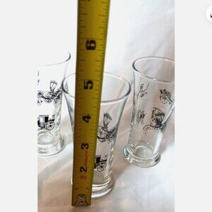 VTG Libbey Horseless Carriage Barware Double Shot Glasses Set of 4 Retro